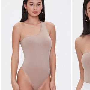 Forever 21 Tan One-Shoulder Bodysuit - Size Small